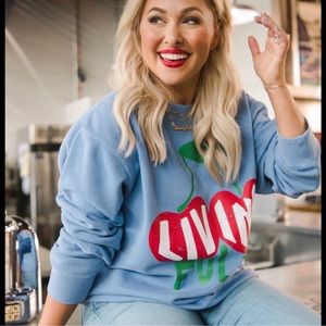 Mallory Ervin Living Fully Sweatshirt Cherry Blue XL